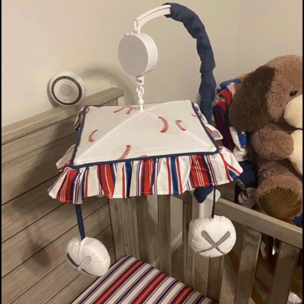 Baseball crib mobile